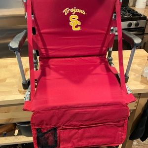 USC stadium seat. Heavy duty with drink holder and pockets.